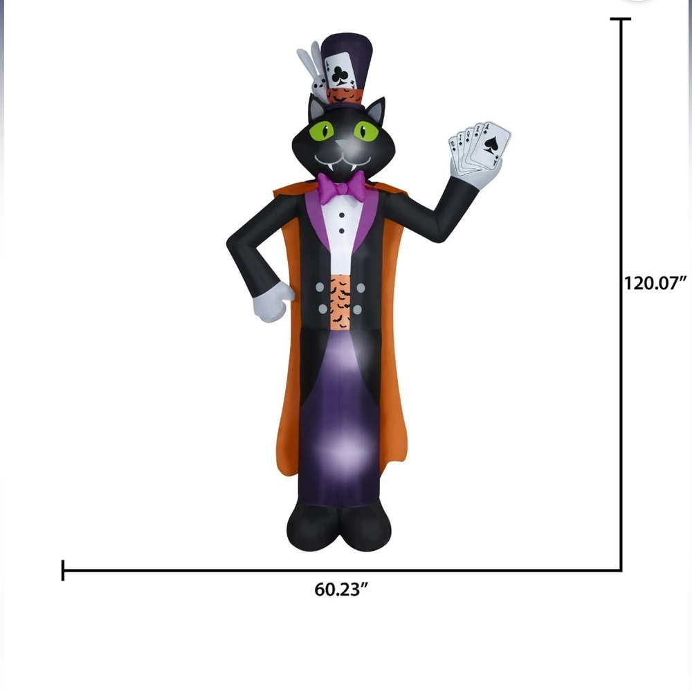 Halloween Giant Magic Cat Airblown Yard Inflatable, 10 ft, by Way To Celebrate - Picture 2 of 6